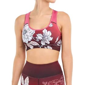 Women's Padded Sports Bra Fitness Workout Running Shirts Yoga Bra Athletic Tops (Option: Cherry blossom powder-S)