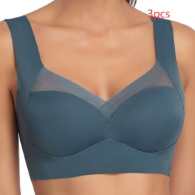 Receiving Breast Bra Without Steel Ring Ladies Vest Underwear (Option: Dark green-2XL-3PCS)