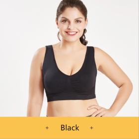 Sports Bra No Steel Ring Chest Wrap No Trace Female Underwear Beauty Yoga Back Shockproof (Option: Black-M)