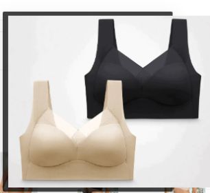 Receiving Breast Bra Without Steel Ring Ladies Vest Underwear (Option: Beige black-XL-2PCS)